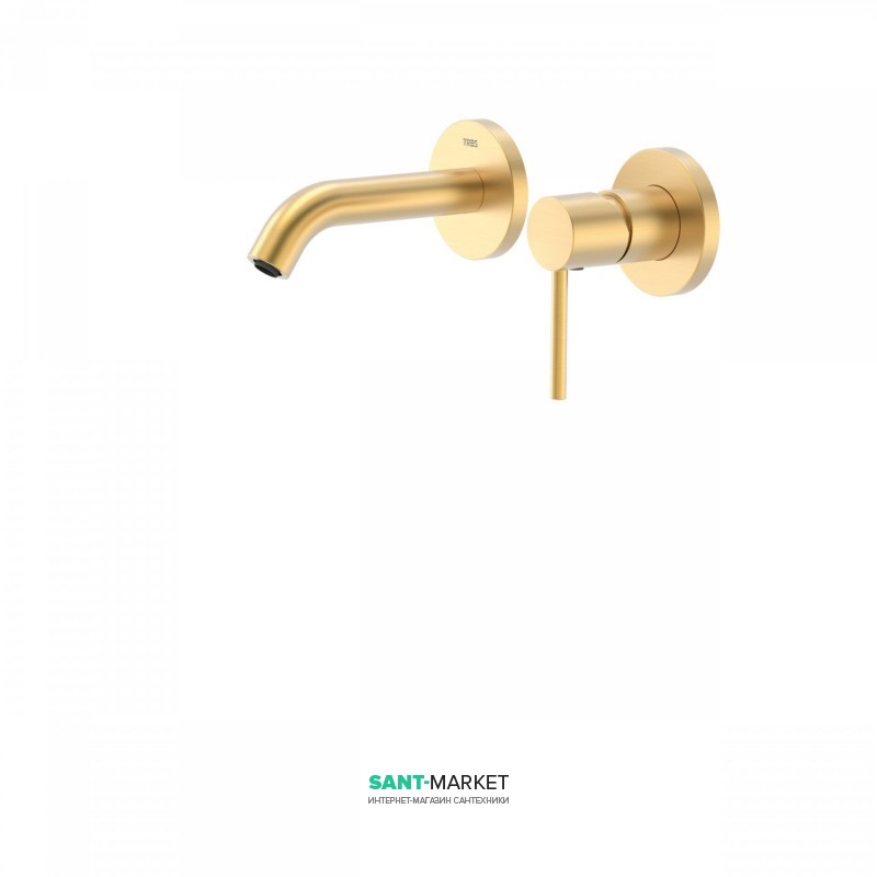 Смеситель для раковины Tres Study colors настенный матовое золото 26220080OM