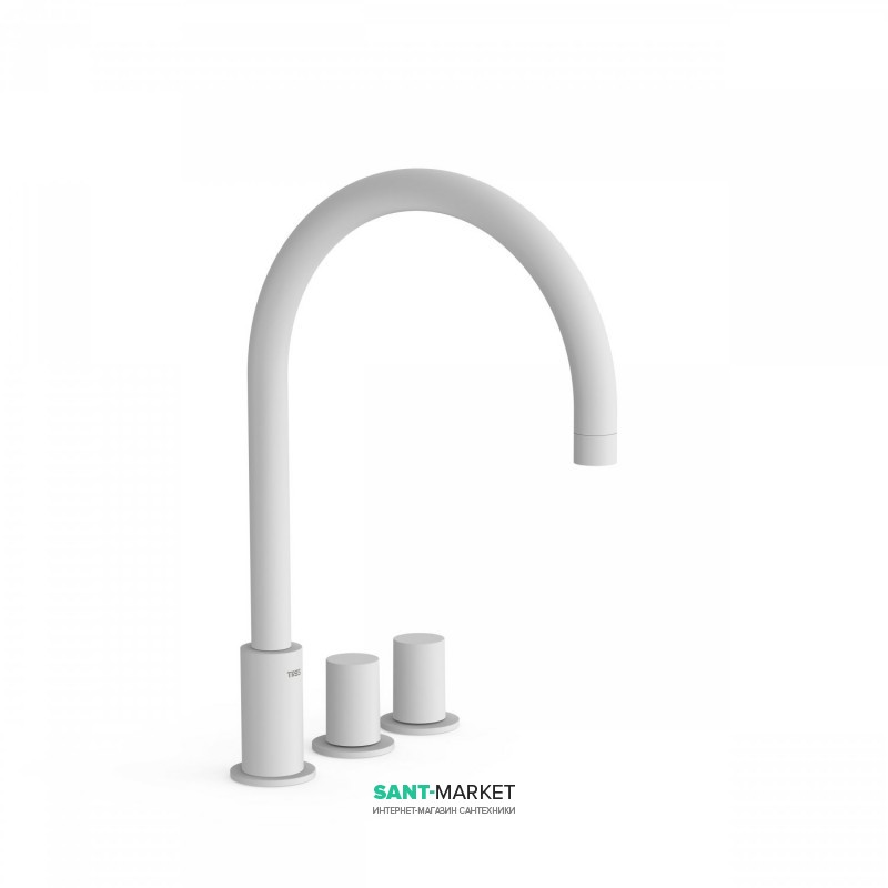 Смеситель на борт ванны Tres Study colors двухвентильный белый матовый 06110501BM