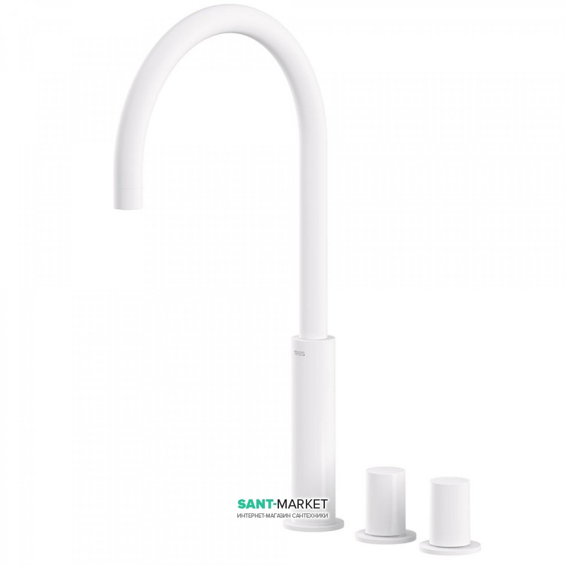 Смеситель на борт ванны Tres Study colors двухвентильный белый матовый 06110502BM