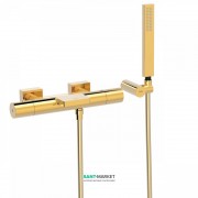 Термостатический смеситель для ванны Tres Project colors двухвентильный с каскадным изливом золото 21117409OR