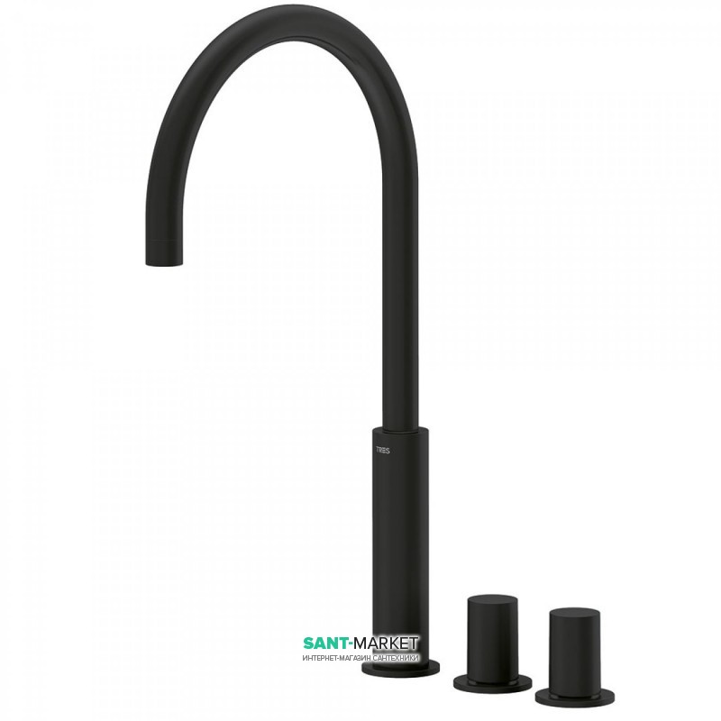 Змішувач на борт ванни Tres Study colors двухвентильний чорний матовий 06110502NM