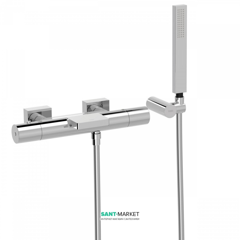 Термостатический смеситель для ванны Tres Project-Tres двухвентильный с каскадным изливом хром 21117409