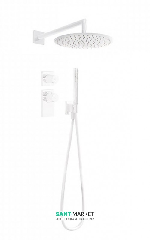 Душова система Tres Block System з термостатом і верхнім душем білий матовий 20635201BM