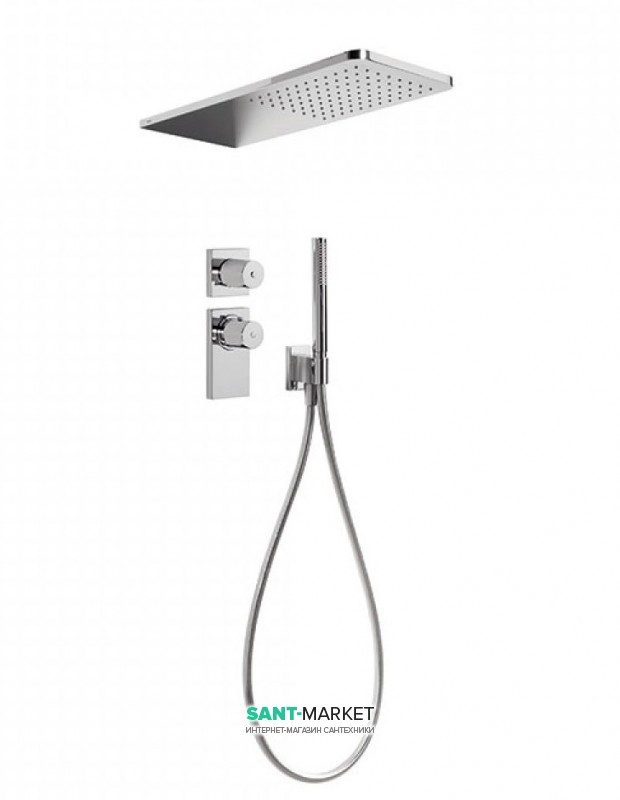 Душевая система Tres Block System с термостатом и верхним душем хром 20635202