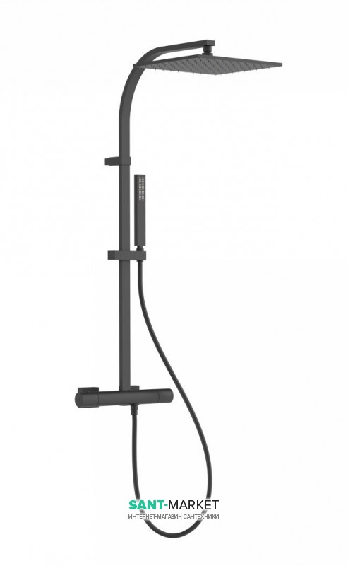 Душова стійка Tres Project colors термостатична c верхнім і ручним душем чорний матовий 21139501NM