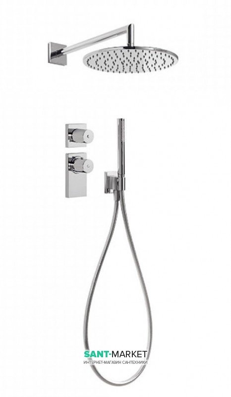 Душевая система Tres Block System с термостатом и верхним душем хром 20635201