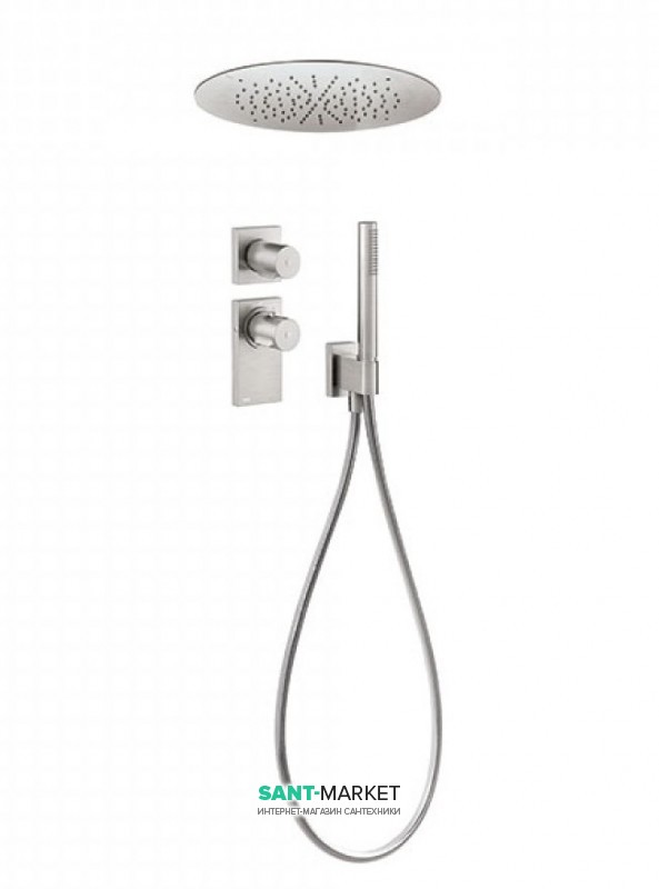 Душова система Tres Block System з термостатом і круглим верхнім душем сталь 20635204AC