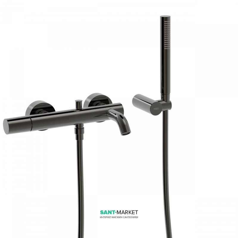 Смеситель для ванны Tres Study colors с ручным душем черный металл 26117001KM
