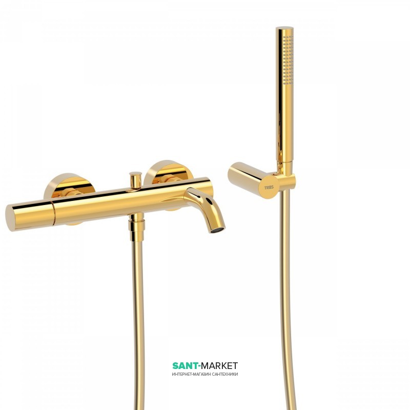 Смеситель для ванны Tres Study colors с ручным душем  золото 26117001OR