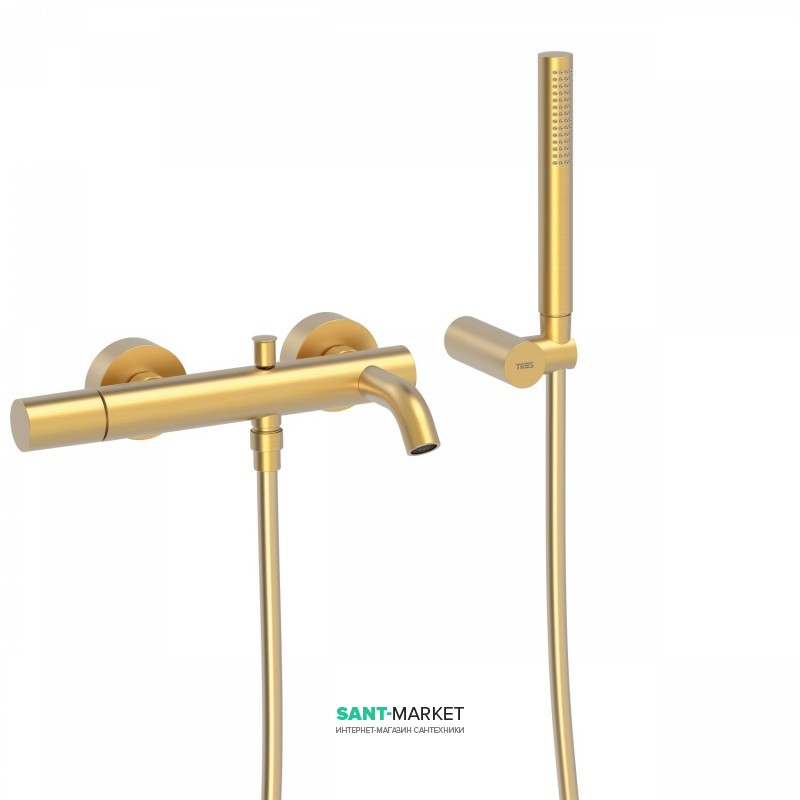 Смеситель для ванны Tres Study colors с ручным душем матовое золото 26117001OM