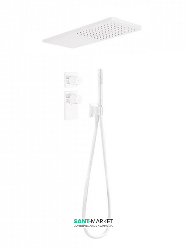 Душевая система Tres Block System с термостатом и верхним душем белый матовый 20635202BM