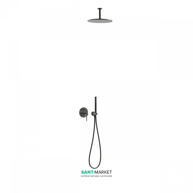 Душова система Tres Study colors з верхнім і ручним душем чорний метал 26218080KM