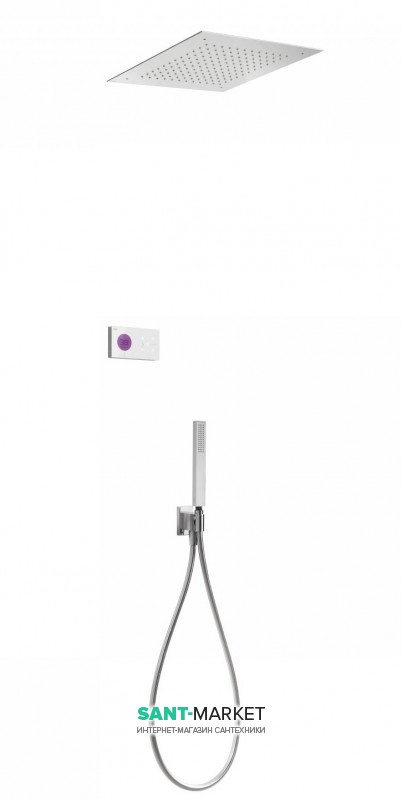 Электронная душевая система скрытого монтажа Tres Shower Technology с термостатом хром/белый 09286552