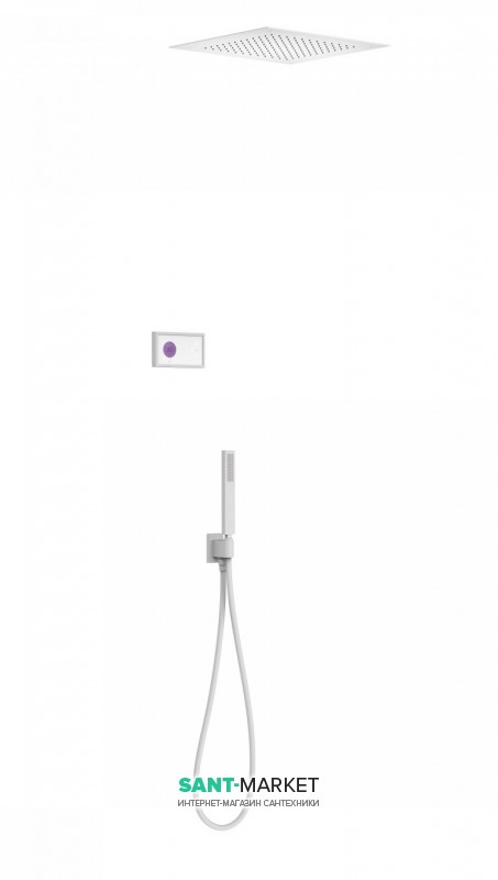 Электронная душевая система скрытого монтажа Tres Shower Technology с термостатом белый матовый/белый 09286552BM