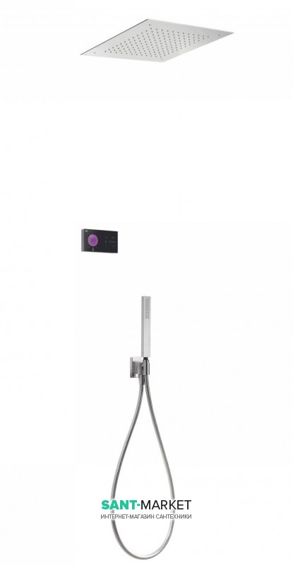 Электронная душевая система скрытого монтажа Tres Shower Technology с термостатом хром/черный 09288552