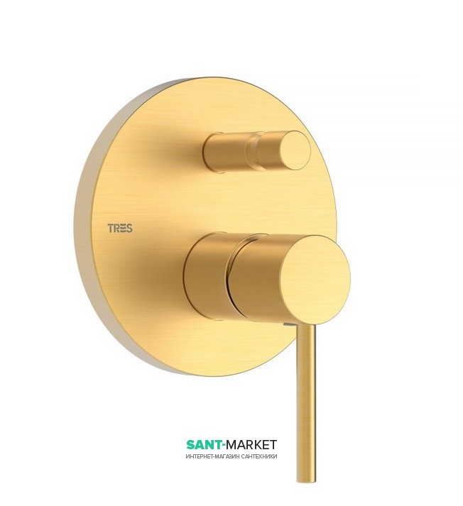 Змішувач для душа Tres Study colors одноважільний 2 каналу матове золото 26218090OM
