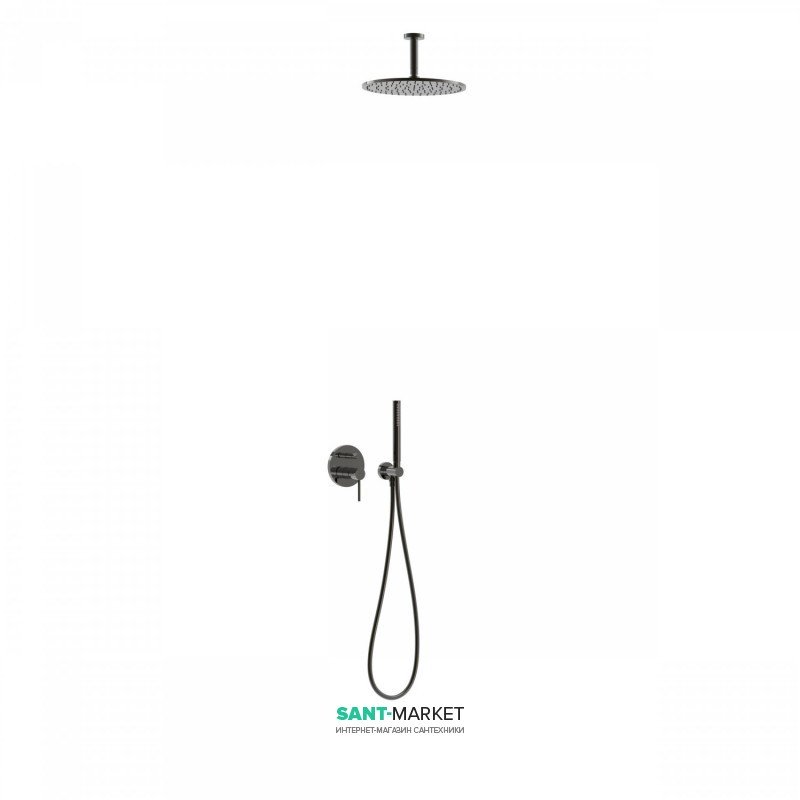Душевая система Tres Study colors с верхним и ручным душем черный металл 26218080KM