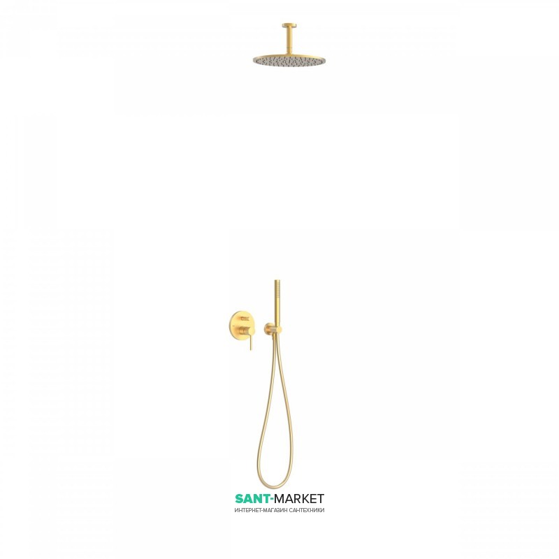 Душевая система Tres Study colors с верхним и ручным душем матовое золото 26218080OM