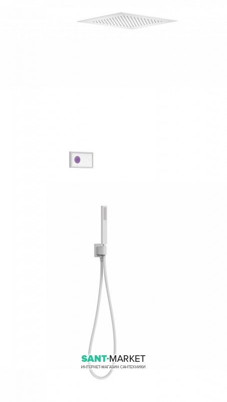 Електронна душова система прихованого монтажу Tres Shower Technology з термостатом білий матовий/білий 09286552BM