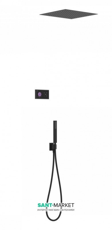 Электронная душевая система скрытого монтажа Tres Shower Technology с термостатом черный матовый/черный 09288552NM