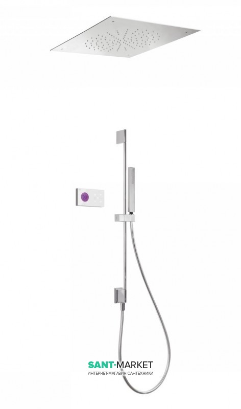 Электронная душевая система скрытого монтажа Tres Shower Technology с термостатом хром/белый 09286581