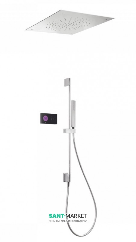 Электронная душевая система скрытого монтажа Tres Shower Technology с термостатом хром/черный 09288581