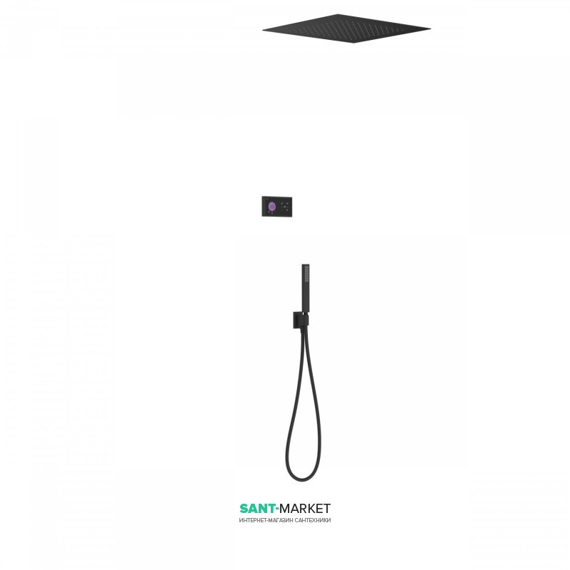 Электронная душевая система скрытого монтажа Tres Shower Technology с термостатом черный матовый/черный 09288561NM