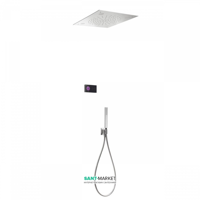 Електронна душова система прихованого монтажу Tres Shower Technology хромотерапія з термостатом хром/чорний 09288562