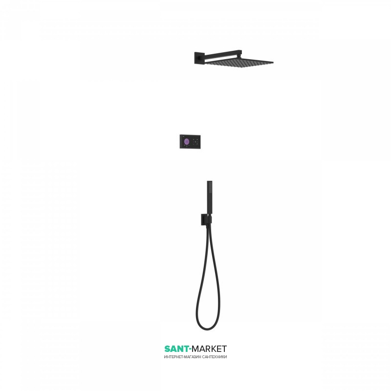 Електронна душова система прихованого монтажу Tres Shower Technology з термостатом чорний матовий/чорний 09288563NM