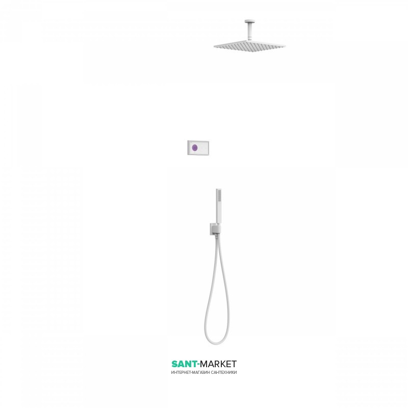 Электронная душевая система скрытого монтажа Tres Shower Technology с термостатом белый матовый/белый 09286564BM