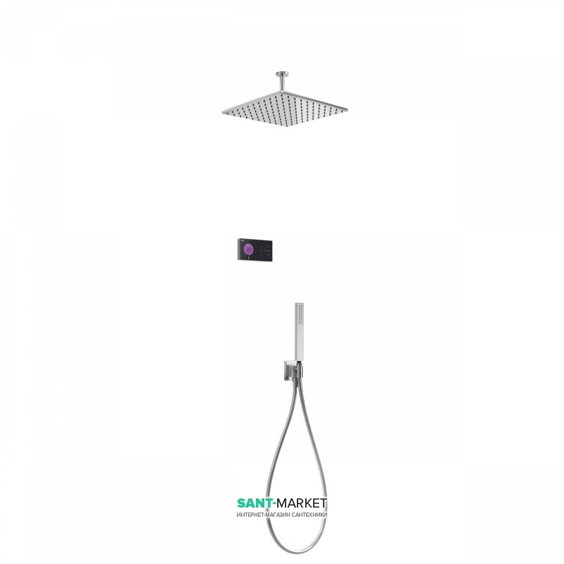 Электронная душевая система скрытого монтажа Tres Shower Technology с термостатом хром/черный 09288564