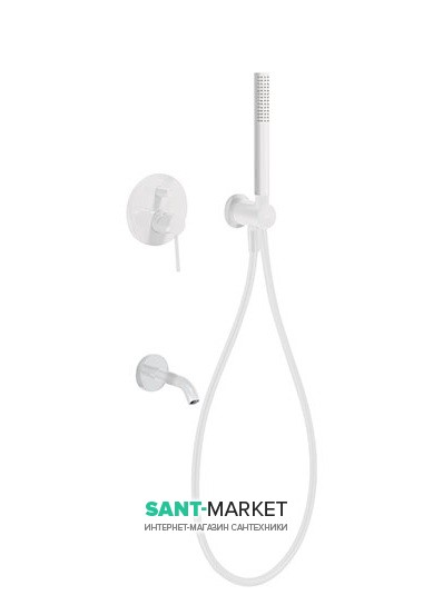 Смеситель для ванны Tres Study colors встроенный с ручным душем белый матовый 26218003BM