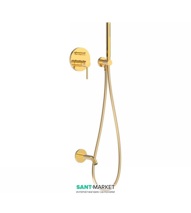 Змішувач для ванни Tres Study colors вбудований з ручним душем золото 26218003OR