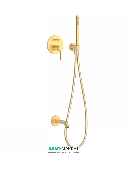 Смеситель для ванны Tres Study colors встроенный с ручным душем матовое золото 26218003OM