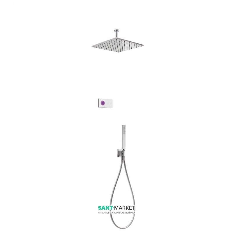 Электронная душевая система скрытого монтажа Tres Shower Technology с термостатом хром/белый 09286564