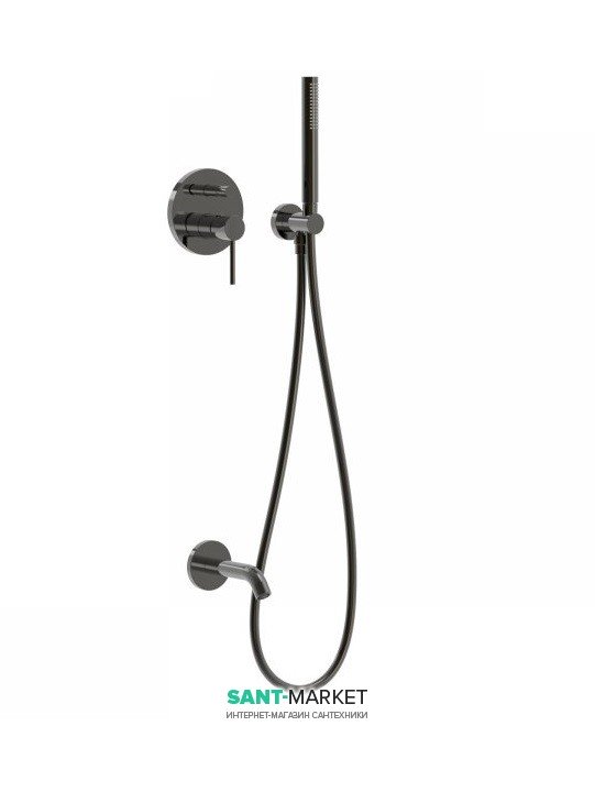 Змішувач для ванни Tres Study colors вбудований з ручним душем чорний метал 26218003KM