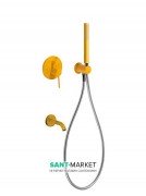 Смеситель для ванны Tres Study colors встроенный с ручным душем янтарно-желтый 26218003TAM