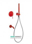 Смеситель для ванны Tres Study colors встроенный с ручным душем красный 26218003TRO