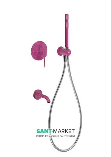 Смеситель для ванны Tres Study colors встроенный с ручным душем фиолетовый 26218003TVI