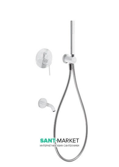 Смеситель для ванны Tres Study colors встроенный с ручным душем белый 26218003TBL