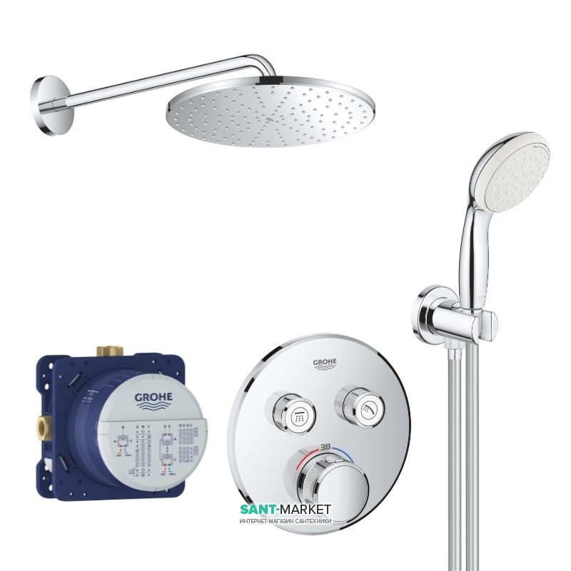 Душова система Grohe SmartControl з термостатом на 2 споживача хром 26406SC1