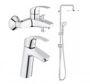 Набор смесителей ванны Grohe Eurosmart с душевым гарнитуром хром 12324TS