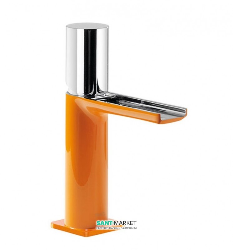 Змішувач для раковини Tres Loft colors одноважільний з відкритим каскадним виливом апельсиновий/хром 20011002NA