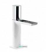 Смеситель для раковины Tres Loft colors однорычажный с открытым каскадным изливом белый/хром 20011002BL