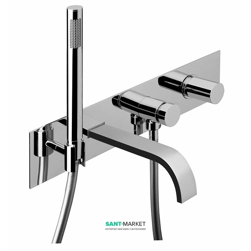 Смеситель для ванной Bonomi Arco двухвентильный с ручным душем настенный хром 112330