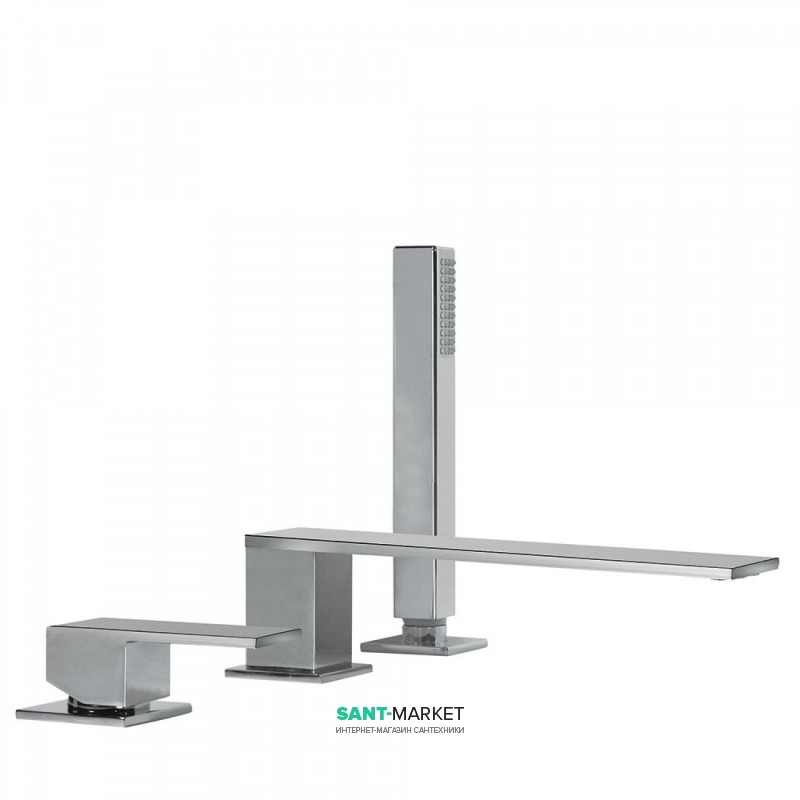 Смеситель на борт ванны Tres Cuadro-Tres с ручным душем хром 00616103