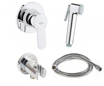 Гигиенический душ со смесителем Grohe BauEdge настенный хром 28512004