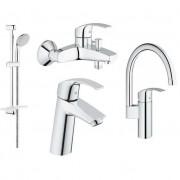 Набір змішувачів для ванної Grohe Eurosmart зі змішувачем для кухні одноважільні хром 123202