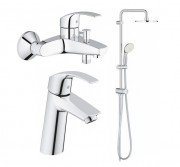 Набор смесителей ванны Grohe Eurosmart с душевым гарнитуром хром 12324TS