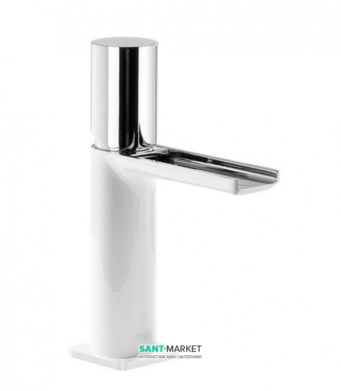 Змішувач для раковини Tres Loft colors одноважільний з відкритим каскадним виливом білий/хром 20011002BL